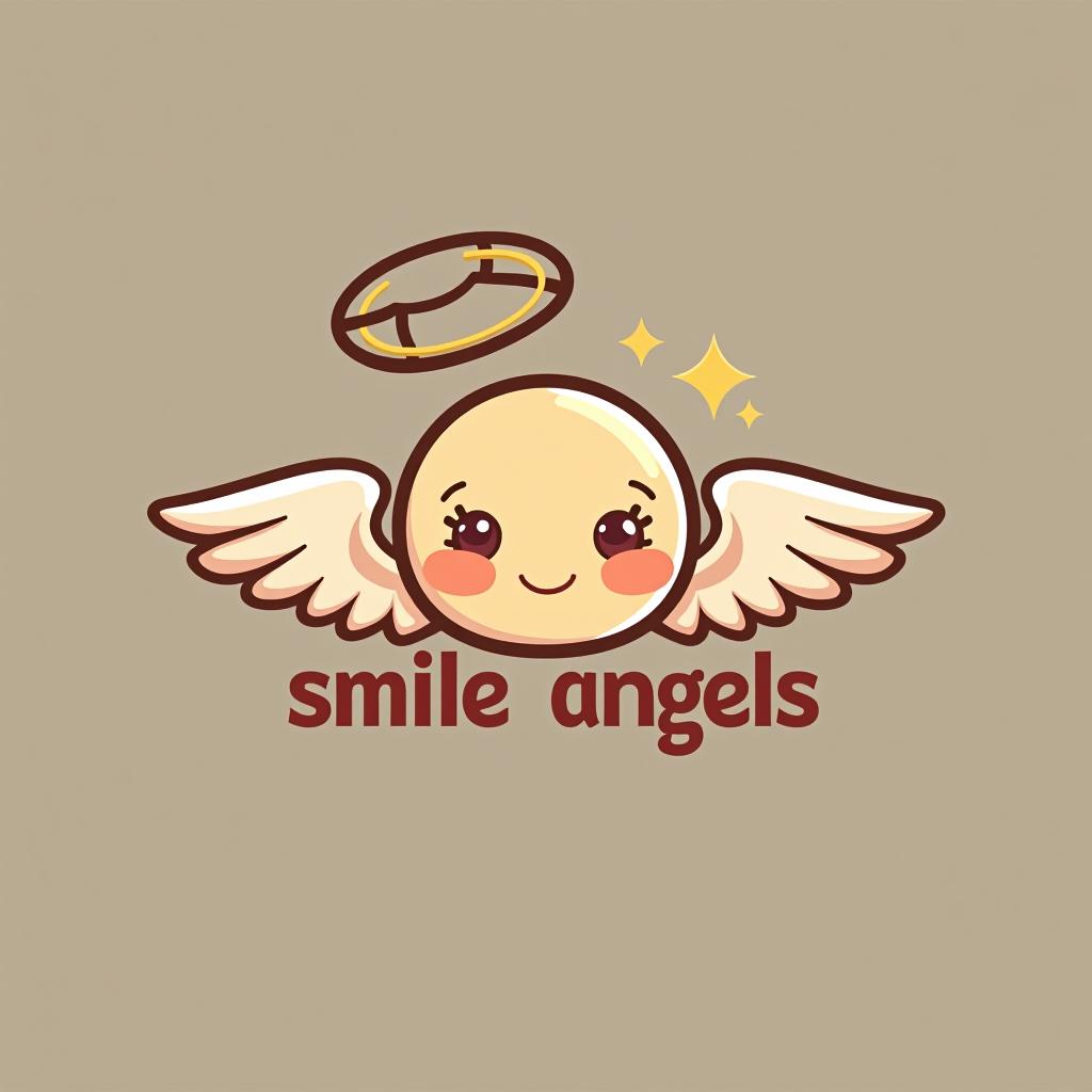  design a logo, in a realism style. 水彩スタイル、ロゴ、海、青緑色、、白背景。, with the text 'smile angels'.