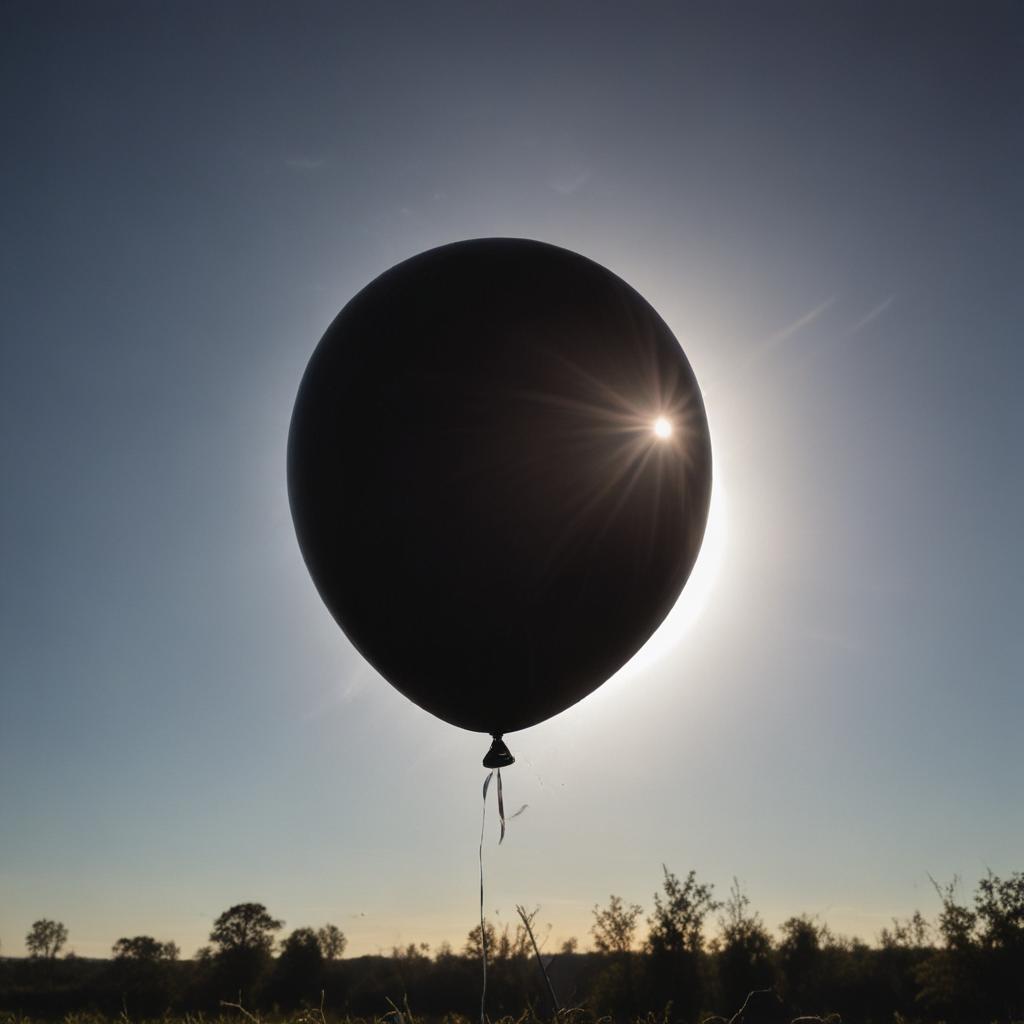 a total solar eclipse with a birthday balloon in front of the sun