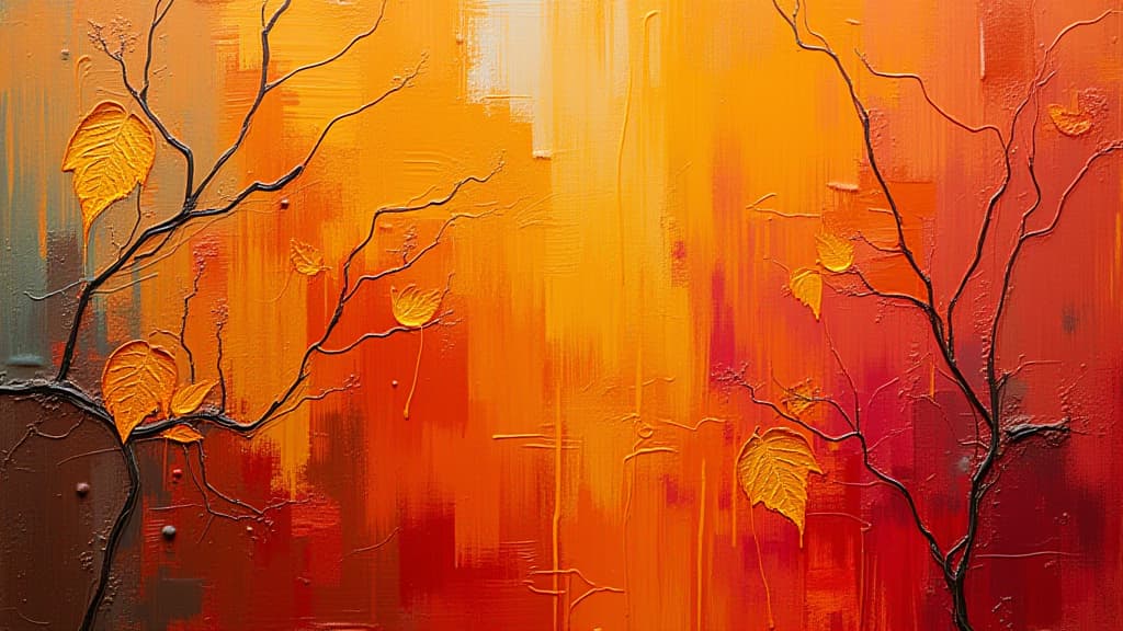  closeup of impasto abstract rough autumn colors art painting texture, orange fall background