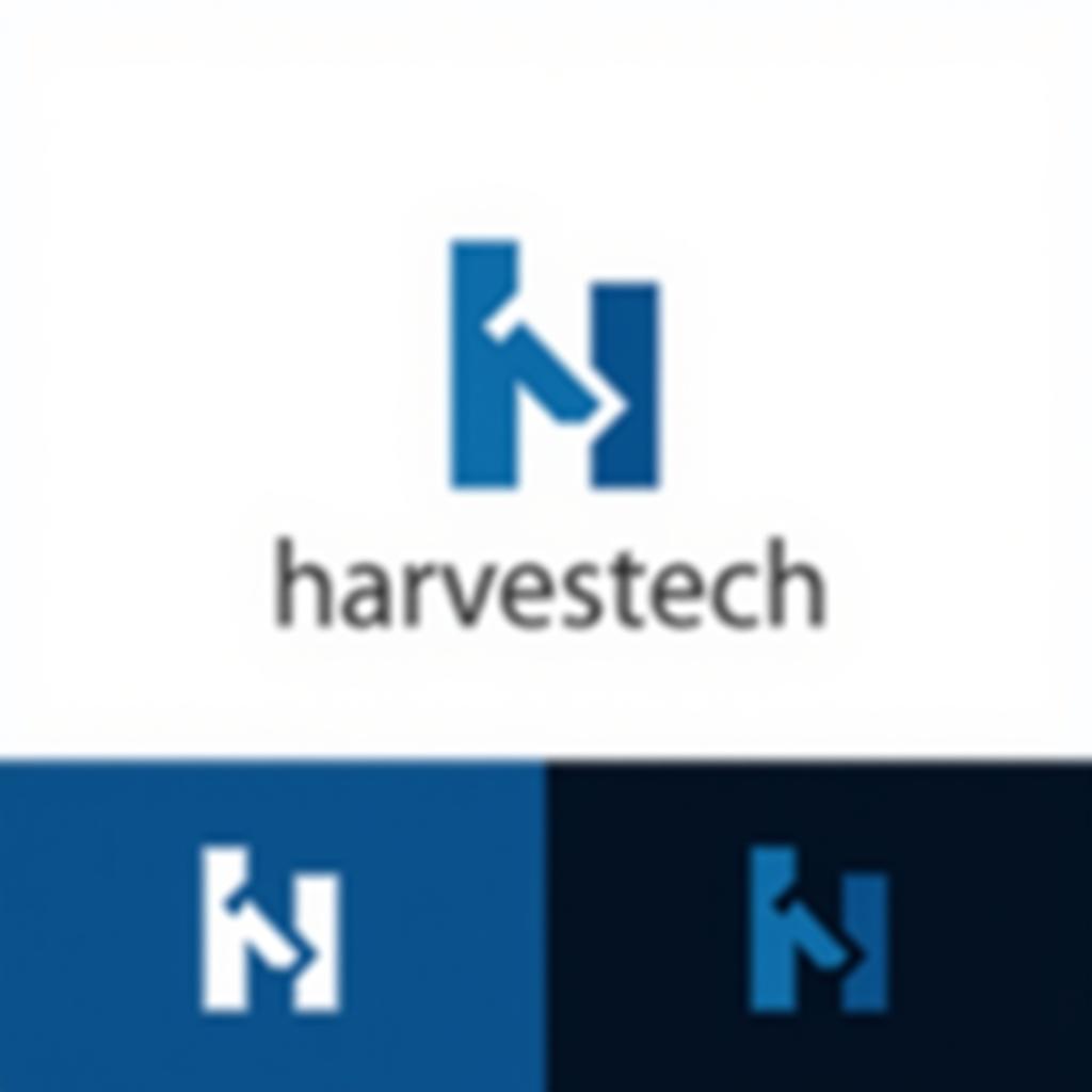  design a logo, **prompt:** "design a modern, minimalistic logo for an it company called 'harvestech.' the logo should primarily feature a stylized, geometric 'h' that embodies simplicity and elegance. use clean lines and avoid excessive details. the design should convey innovation, technology, and professionalism. the color palette should include cool tones like deep blues or greys, with optional subtle accents in a complementary color. ensure the logo is versatile, working well in both digital and print formats."