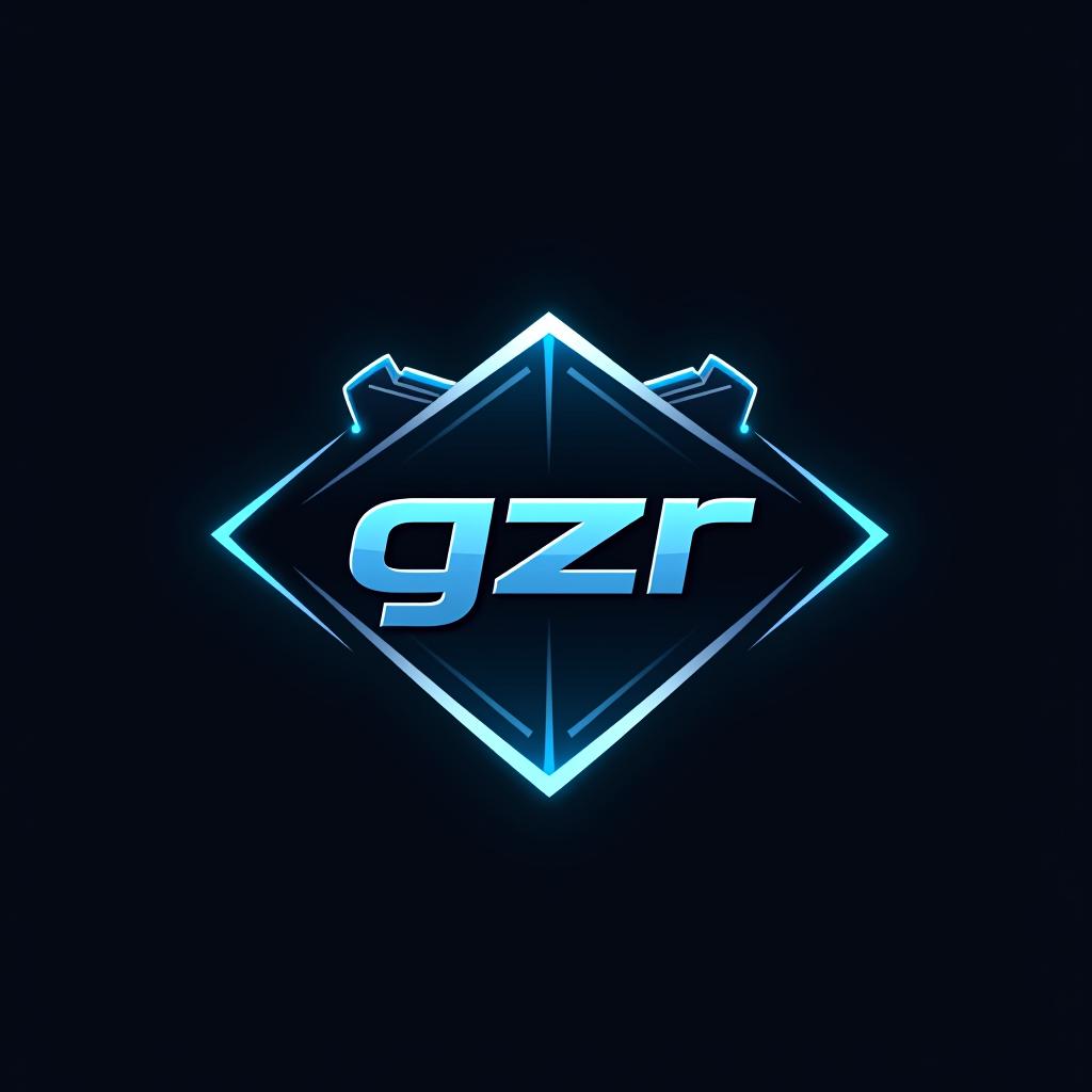  design a logo, esports logo, guns theme, black and blue color, diamond, with the text 'gzr'.