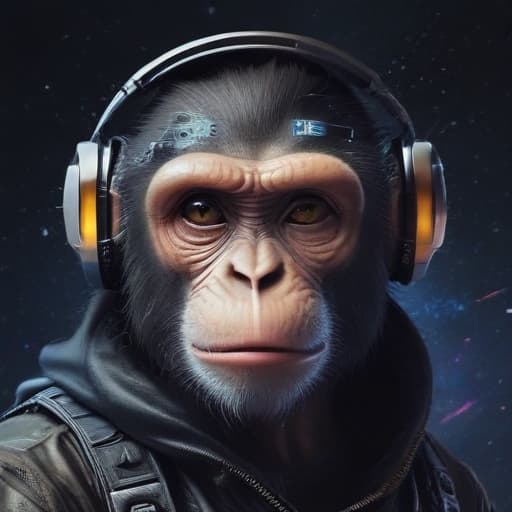 Modern Monkey in Cyberpunk style with Space background