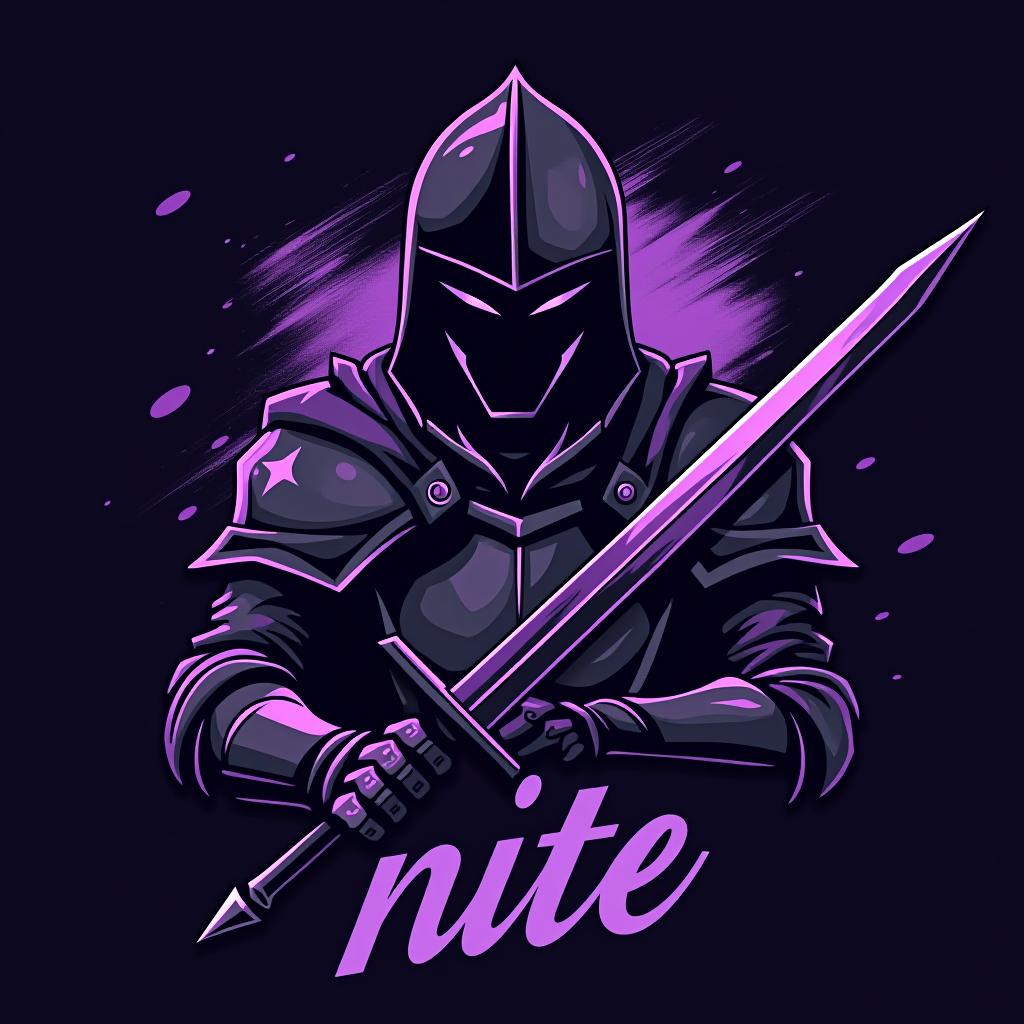  design a logo, in a realism style. knight black and purple graffiti, with the text 'johnny nite '.