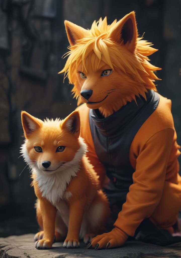 naruto and kurama highly detailed,studio lighting,professional,vivid colors, cinematic lighting, HDR, UHD, 4K, 8k, 64K