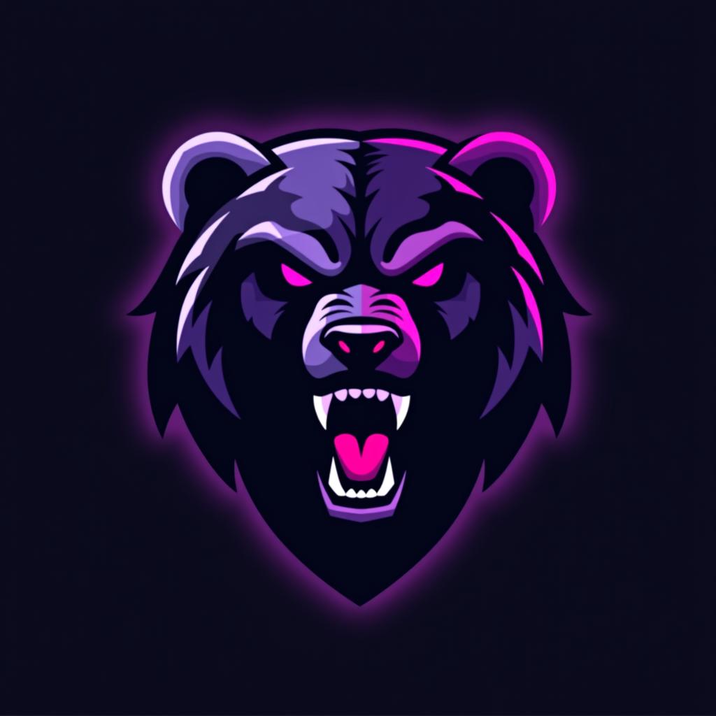  design a logo, esports logo, angry bear, black and purple color