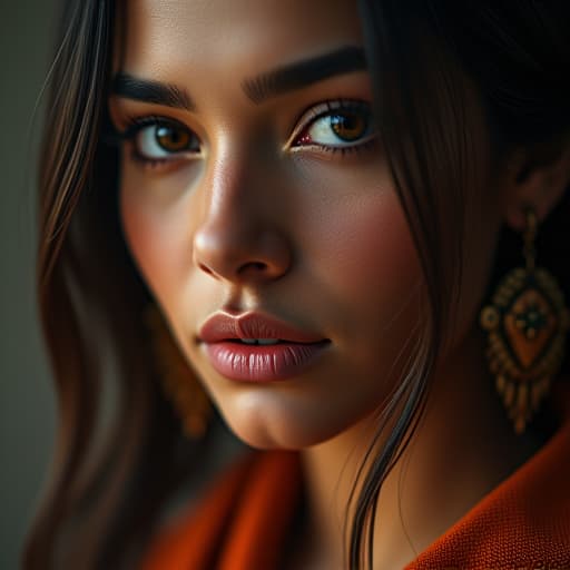  close up photo of hispanic woman hyperrealistic, full body, detailed clothing, highly detailed, cinematic lighting, stunningly beautiful, intricate, sharp focus, f/1. 8, 85mm, (centered image composition), (professionally color graded), ((bright soft diffused light)), volumetric fog, trending on instagram, trending on tumblr, HDR 4K, 8K