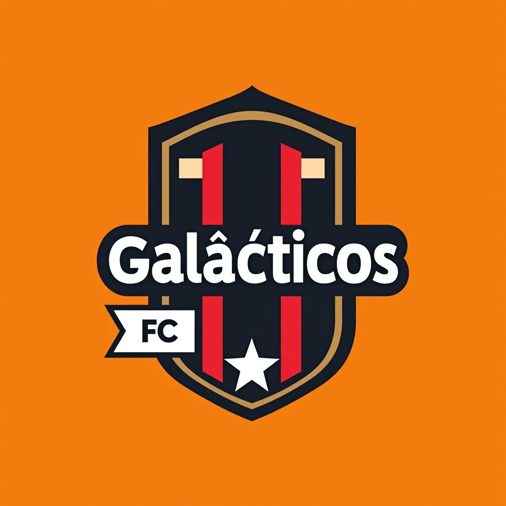  design a logo, quiero un logo de un escudo de futbol con el nombre galácticos fc y un halcón como símbolo , with the text 'galÁcticos fc '.