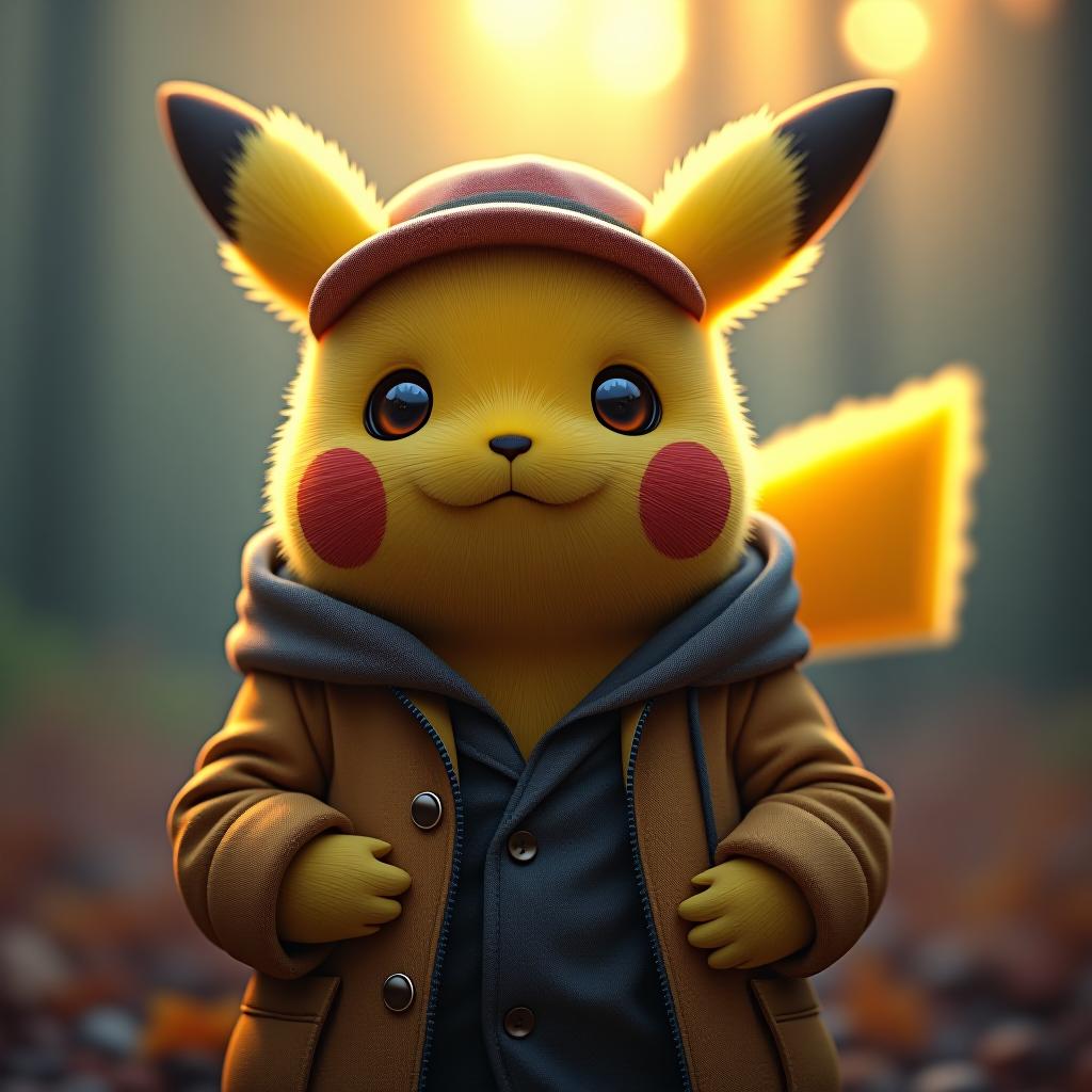  pikachu saying good morning hyperrealistic, full body, detailed clothing, highly detailed, cinematic lighting, stunningly beautiful, intricate, sharp focus, f/1. 8, 85mm, (centered image composition), (professionally color graded), ((bright soft diffused light)), volumetric fog, trending on instagram, trending on tumblr, HDR 4K, 8K