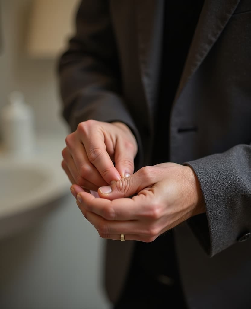  man demonstration of the process of applying perfume on the wrist using perfume, hands, it is convenient to use our product