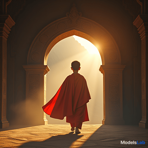  unique fantasy scene, a boy wearing ancient burmese tibet clothing is entering into ancient magic time travel portal, ancient bagan kingdom hyperrealistic, full body, detailed clothing, highly detailed, cinematic lighting, stunningly beautiful, intricate, sharp focus, f/1. 8, 85mm, (centered image composition), (professionally color graded), ((bright soft diffused light)), volumetric fog, trending on instagram, trending on tumblr, HDR 4K, 8K