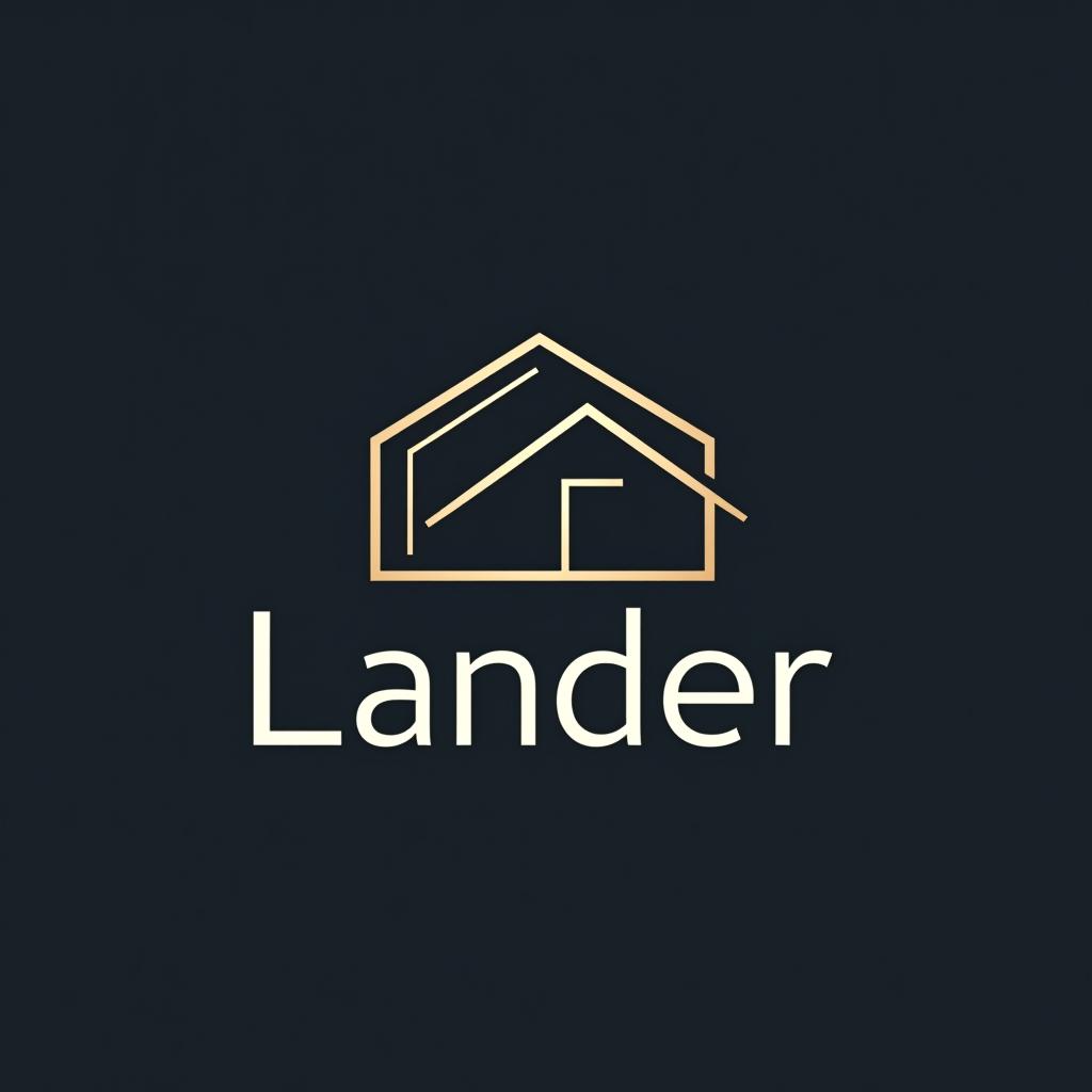  design a logo, minimal line logo in the theme of real estate, with the text ‘lander’