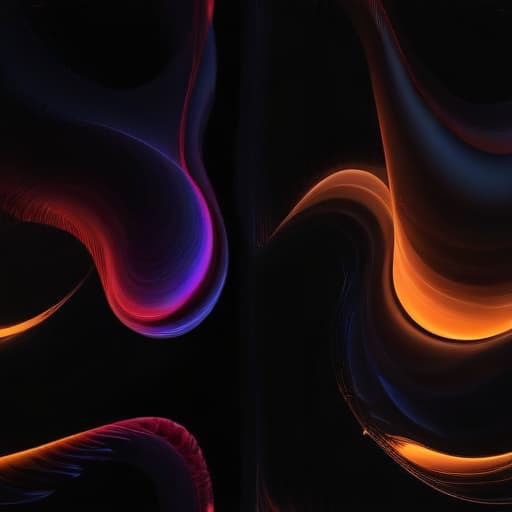 generate abstract image with black background and two colored waves