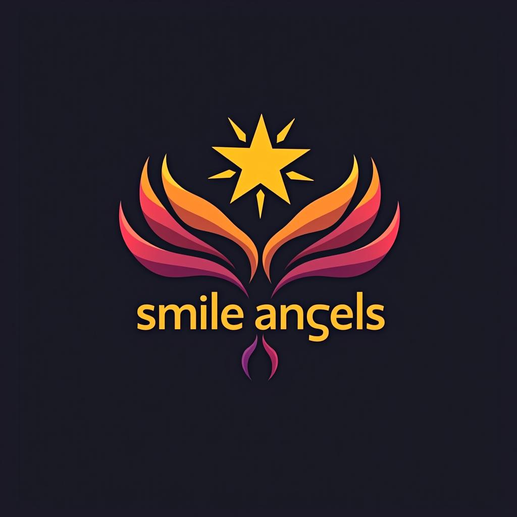  design a logo, in a geometric style. 水彩スタイル、水のロゴ、水色のグラデーションカラー、白背景。, with the text 'smile angels'.