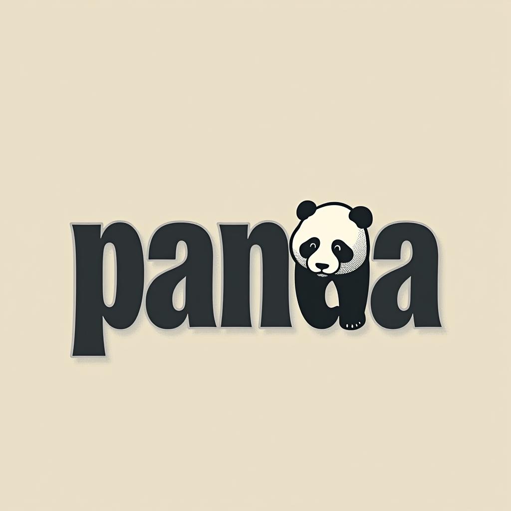  a panda minimal typgraphy text "panda" which made panda