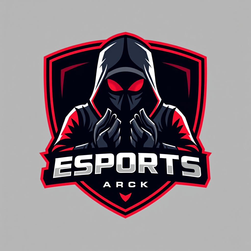  design a logo, esports logo, guns theme, black and red color