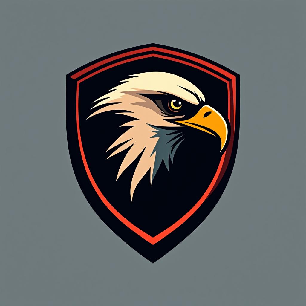  design a logo, create an emblem logo using an eagle’s eye and a shield, emphasizing the company’s focus on vigilance and protection.