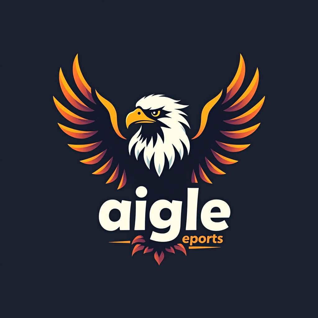  design a logo, un aigle royal qui chante, with the text 'aigle esports'.