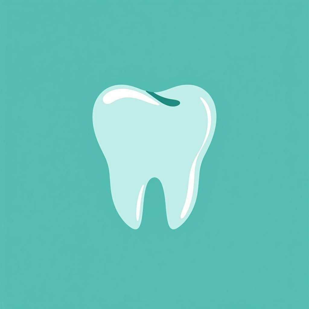  logo for a dental clinic, a tooth on a teal background.