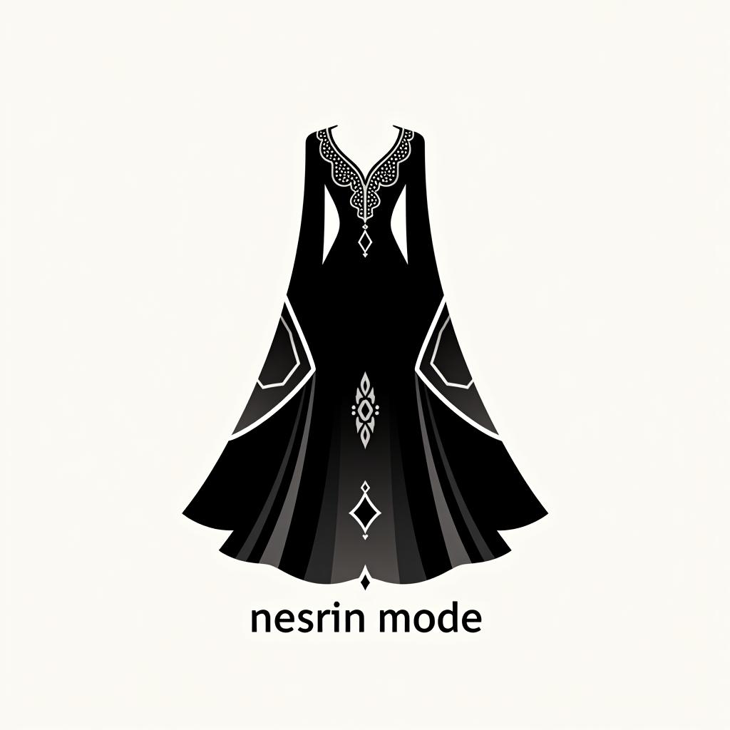  design a logo, in a minimalism style. n m logo nesrin mode mit kleidern schwarz weiß elegant orientalisch , with the text 'nesrin mode '.