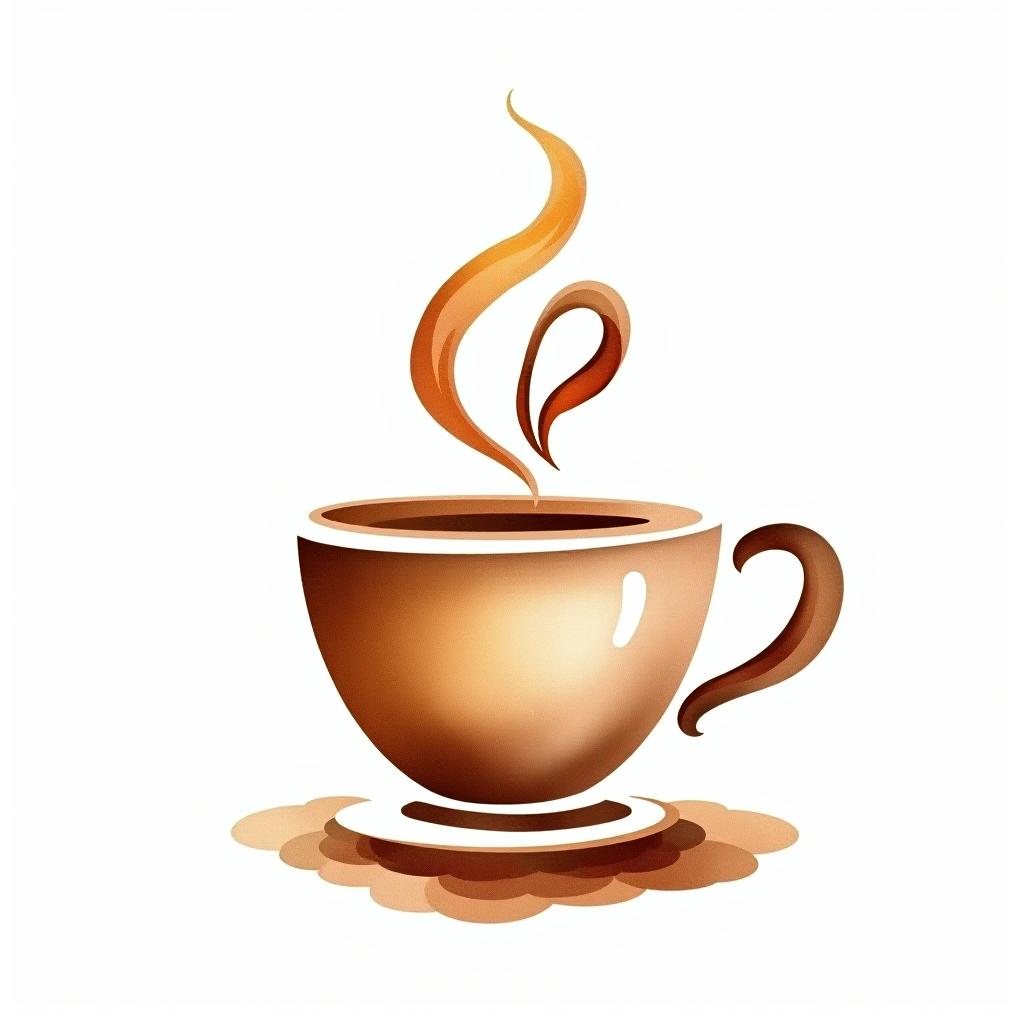  design a logo, watercolor style, logo of a coffee cup, brown gradient colors, white background