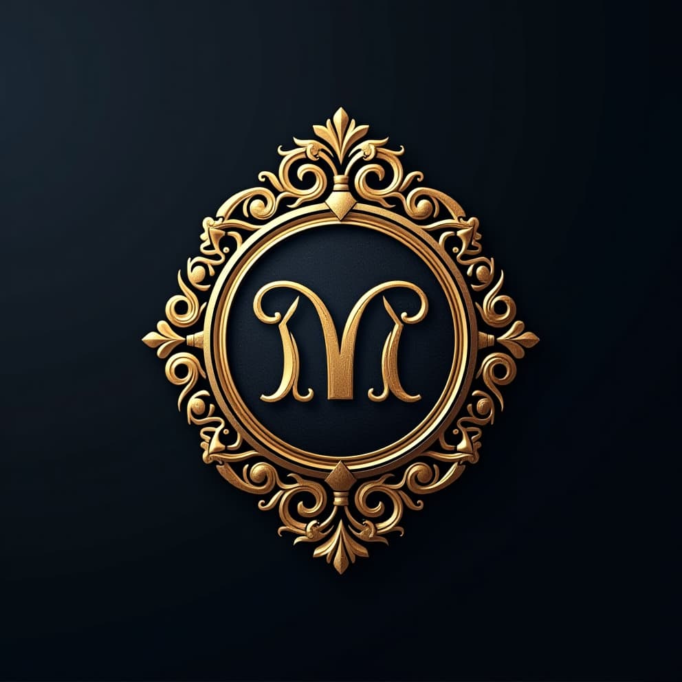  a logo design for a high end, luxury logo designed to evoke exclusivity and prestige. the design incorporates intricate details like a gold foil emblem or a detailed crest, with the brand's initials at the center. the logo uses opulent colors such as gold, deep black, or navy blue, with metallic accents to enhance its grandeur. the typography is elegant, featuring a custom serif font that complements the regal style. the overall aesthetic is timeless and sophisticated, aimed at premium brandshyper detail, intricate details, sharp focus, high resolution, 8k, ultra detailed, vib