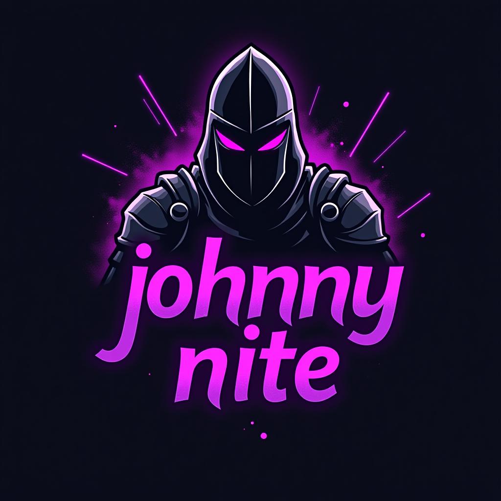  design a logo, in a realism style. knight black and purple graffiti, with the text 'johnny nite '.