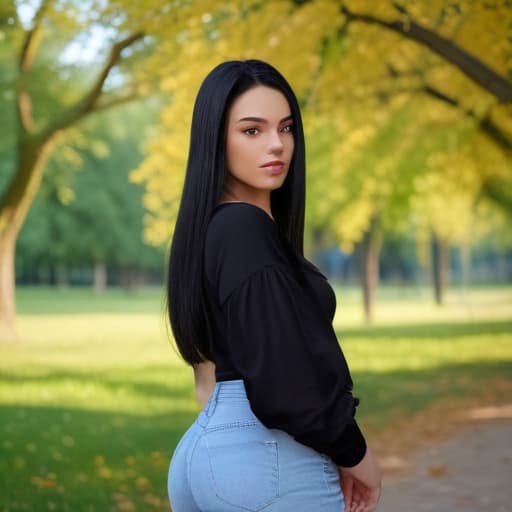 A 12 , straight black hair, of Ukrainian origin.. , showing her in a park