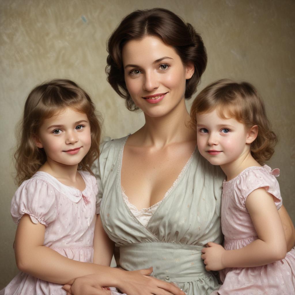 woman with two daughters