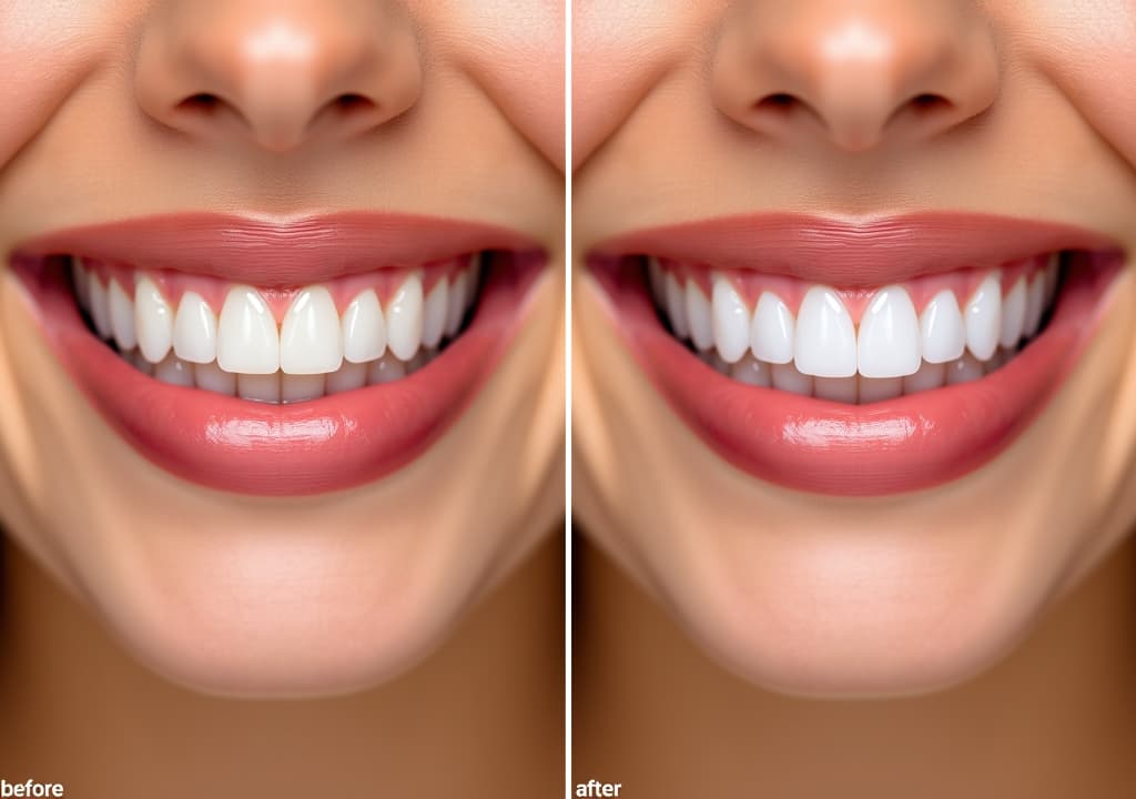  transformative teeth whitening, before and after visuals showcase radiant smiles in cosmetic dentistry