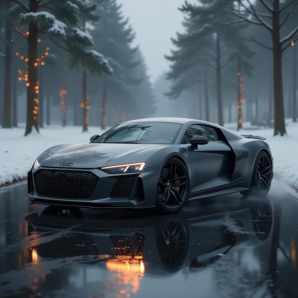  audi new super car concept hyperrealistic, full body, detailed clothing, highly detailed, cinematic lighting, stunningly beautiful, intricate, sharp focus, f/1. 8, 85mm, (centered image composition), (professionally color graded), ((bright soft diffused light)), volumetric fog, trending on instagram, trending on tumblr, HDR 4K, 8K