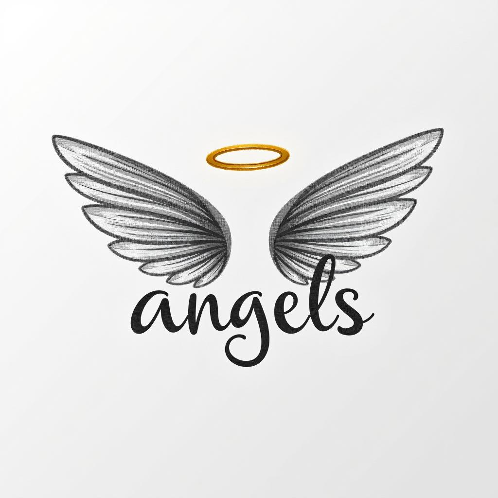  design a logo, in a pencil style. 水彩スタイル、シンプルなロゴ、白背景、かっこいい、シンプル。, with the text 'smile angels'.