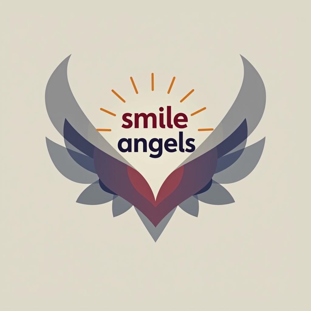  design a logo, in a geometric style. 水彩スタイル、水のロゴ、水色のグラデーションカラー、白背景。, with the text 'smile angels'.