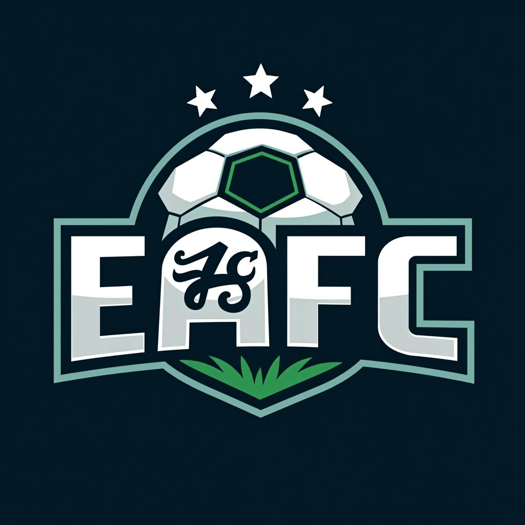  design a logo, "crear un logo que represente nuestra cuenta de youtube enfocada en contenido relacionado con eafc, podcast, reviews del juego y jugadores del mismo. incluir las iniciales de los creadores (j, f y n) de forma creativa. incorporar elementos como un balón de fútbol, un micrófono y estrellas para representar podcast, reviews y calidad respectivamente. utilizar una paleta de colores energética con tonos de verde, azul y blanco, y una tipografía moderna con un ligero toque deportivo. el logo debe transmitir dinamismo, pasión por el fútbol y modernidad. se valora la originalidad y la capacidad de representar claramente nuestra temática de contenido."