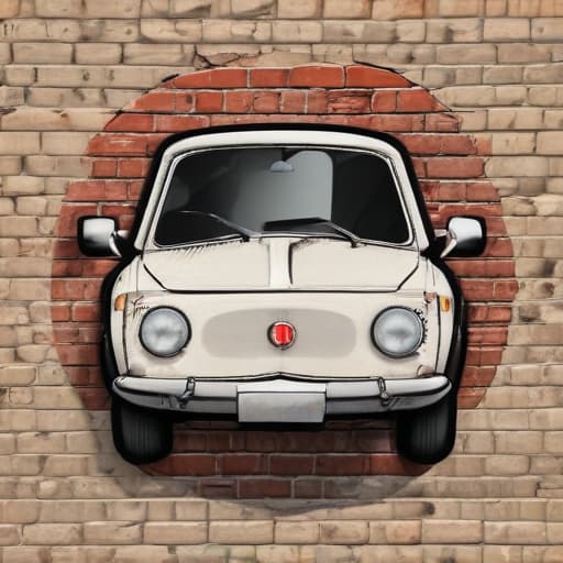 Fiat logo in Cartoon style with Old Wall background