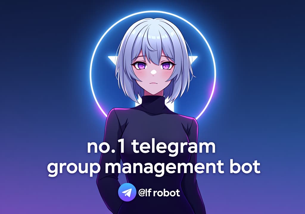  good quality, high quality, a poster style profile picture for a telegram group management bot featuring emilia from re:zero. emilia is depicted with her silver hair and purple eyes, standing confidently with a stylized telegram x icon behind her. the background blends telegram’s blue gradient with subtle purple hues. the text "no.1 telegram group management bot" is prominently displayed at the bottom in bold, modern font, with a small "@elf robot" tag underneath, creating a sleek and professional look.