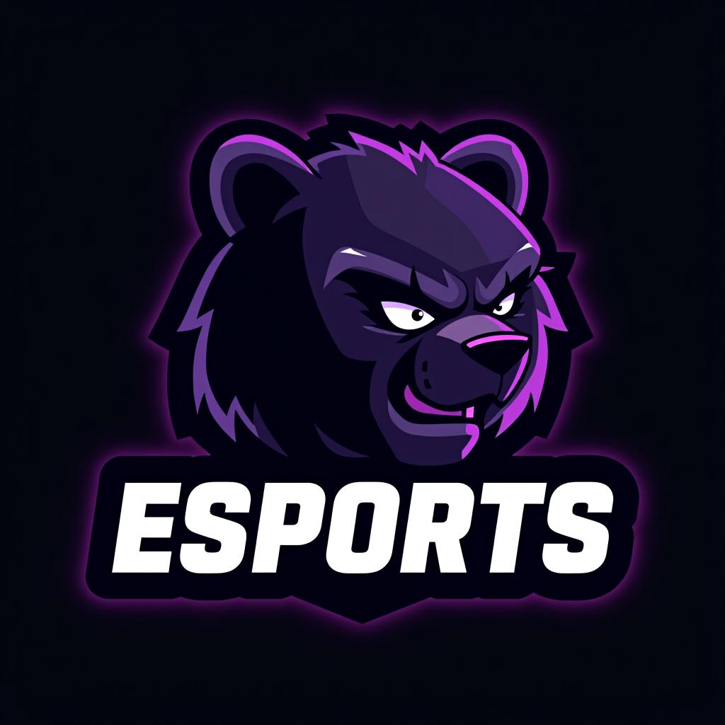  design a logo, esports logo, angry bear, black and purple color