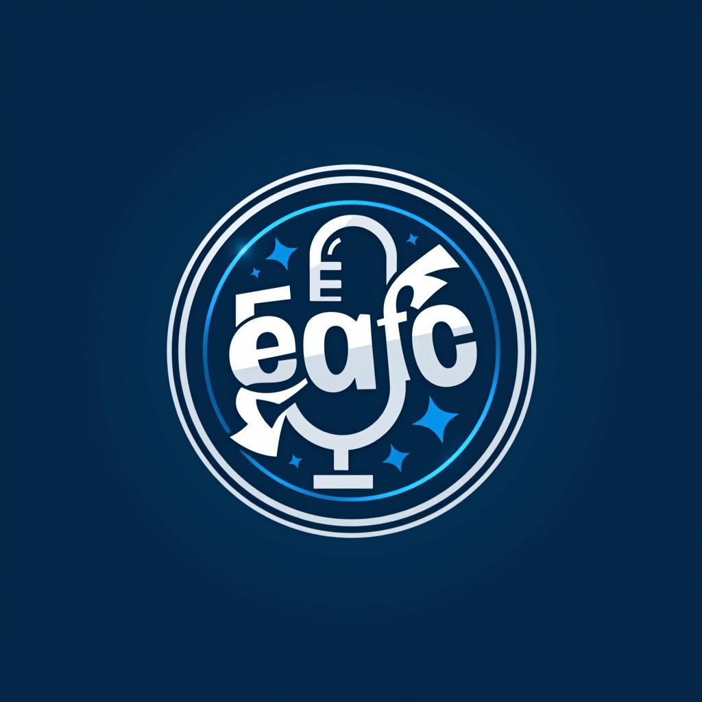  design a logo, "crear un logo que represente nuestra cuenta de youtube enfocada en contenido relacionado con eafc, podcast, reviews del juego y jugadores del mismo. incluir las iniciales de los creadores : j, f y n de forma creativa en el logo . incorporar elementos como un balón de fútbol, un micrófono y estrellas para representar podcast, reviews y calidad respectivamente. utilizar una paleta de colores energética con tonos de azul y blanco, y una tipografía moderna con un ligero toque deportivo. el logo debe transmitir dinamismo, pasión por el fútbol y modernidad. se valora la originalidad y la capacidad de representar claramente nuestra temática de contenido."