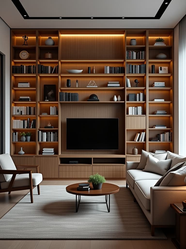  high quality portrait photo of a small living room with vertical storage solutions, including tall bookshelves and wall mounted cabinets, utilizing the full height of the room, viewed from a low angle hyperrealistic, full body, detailed clothing, highly detailed, cinematic lighting, stunningly beautiful, intricate, sharp focus, f/1. 8, 85mm, (centered image composition), (professionally color graded), ((bright soft diffused light)), volumetric fog, trending on instagram, trending on tumblr, HDR 4K, 8K