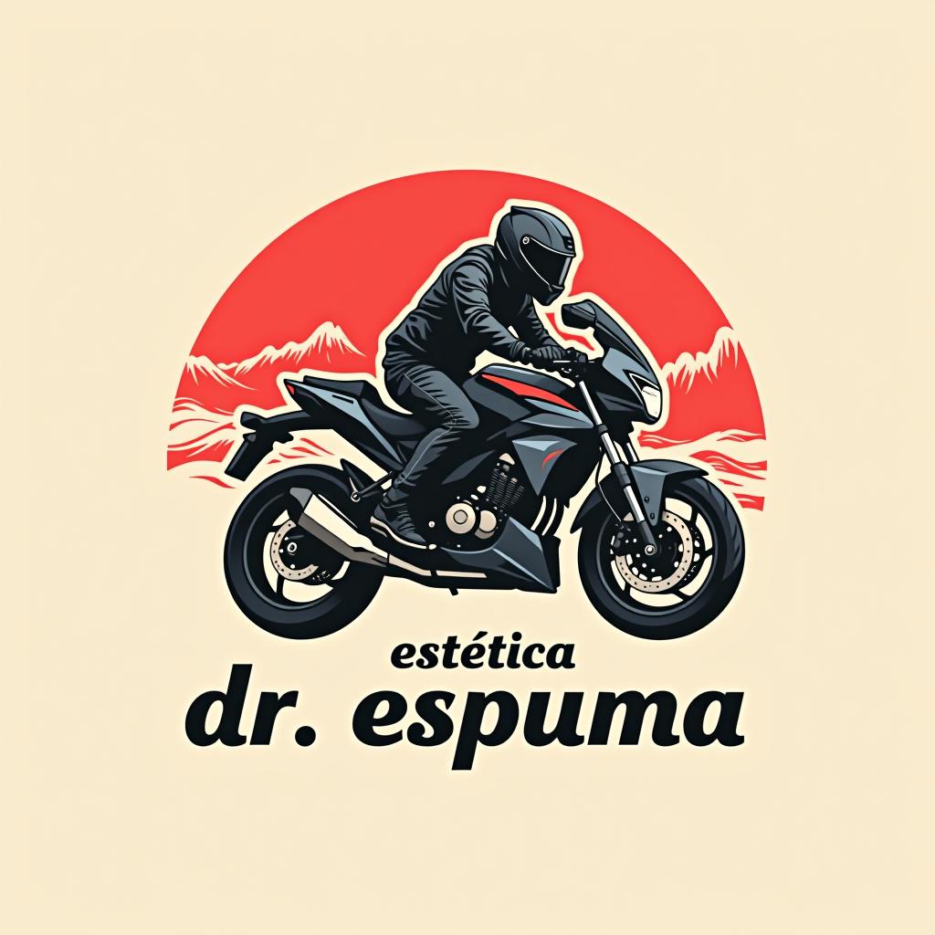  design a logo, lava jato com uma moto e um jato em fundo redondo e escrito estética dr. espuma, with the text 'estética dr. espuma '.