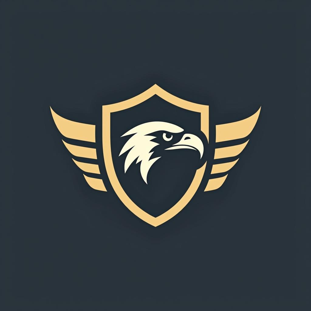  design a logo, create an emblem logo using an eagle’s eye and a shield, emphasizing the company’s focus on vigilance and protection.