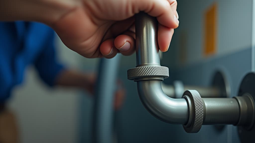  close up of a focused plumber working on pipes