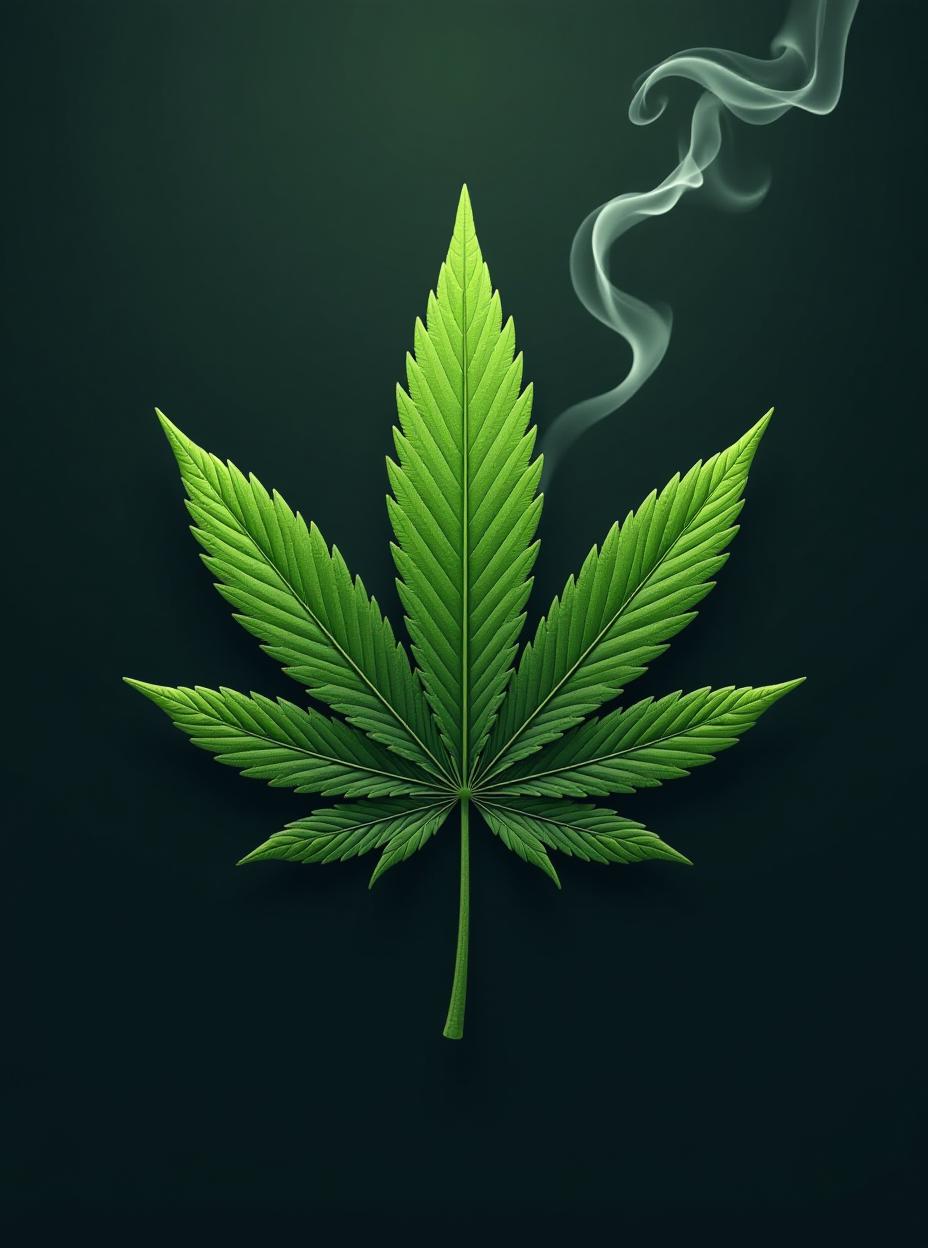  logo "młoda trawa" a font in the shape of a marijuana leaf with smoke coming out of it, high quality, high details, hd, perfect composition, 4k epic detailed, highly detailed, sharp focus, high resolution