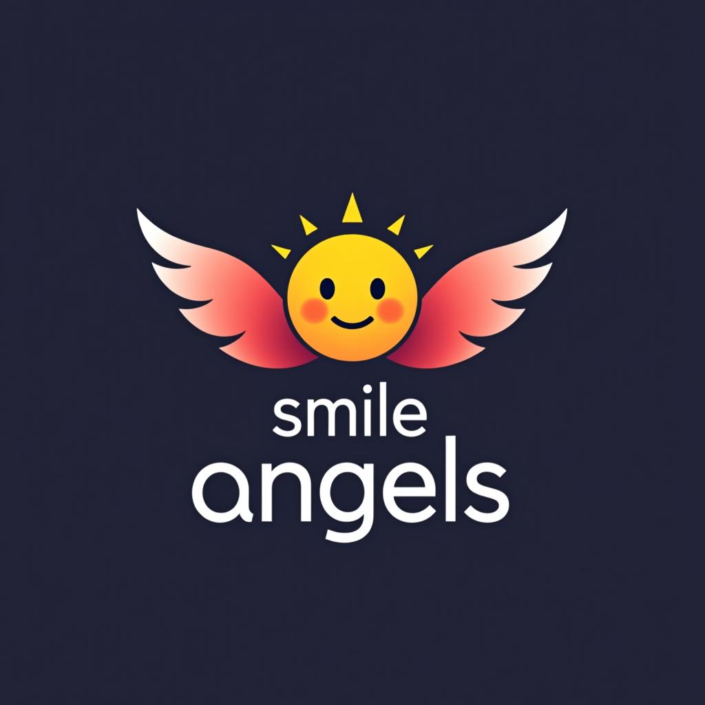  design a logo, in a geometric style. 水彩スタイル、水のロゴ、水色のグラデーションカラー、白背景。, with the text 'smile angels'.