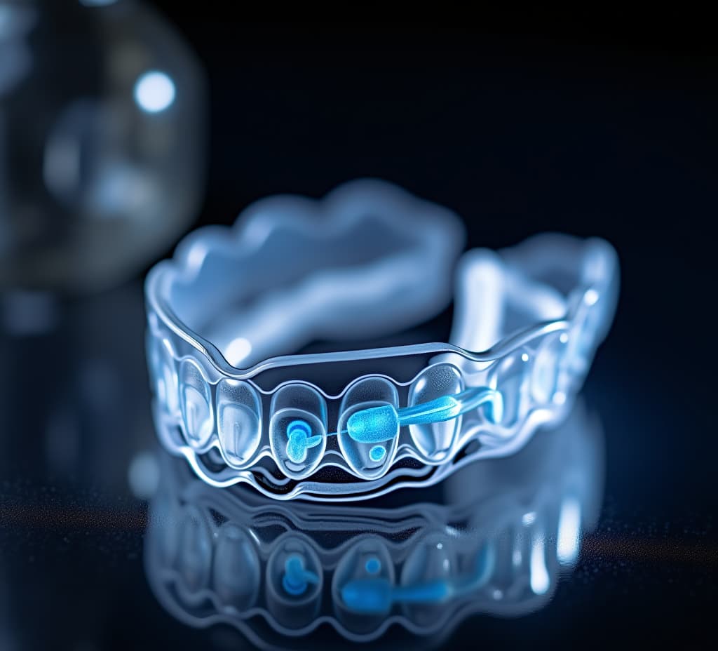  photo of a clear aligner dental night guard