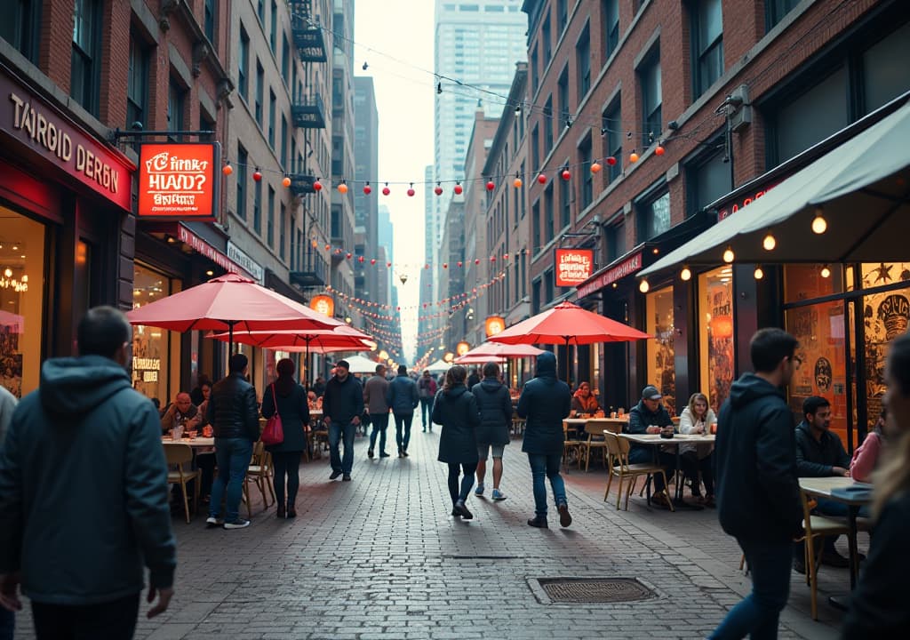  a vibrant urban scene in toronto showcasing a blend of street art and public installations, with people interacting with the art, surrounded by diverse cultural expressions and community gatherings, encapsulating the essence of creativity and urban life in the city. hyperrealistic, full body, detailed clothing, highly detailed, cinematic lighting, stunningly beautiful, intricate, sharp focus, f/1. 8, 85mm, (centered image composition), (professionally color graded), ((bright soft diffused light)), volumetric fog, trending on instagram, trending on tumblr, HDR 4K, 8K