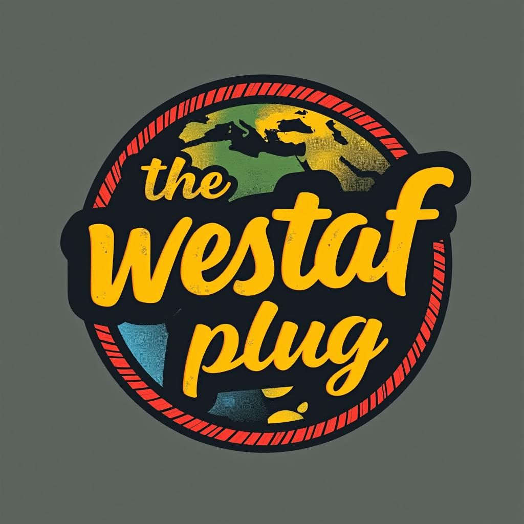  design a logo, effet graffiti avec les couleur de l’afrique de l’ouest , with the text 'the westaf plug'.