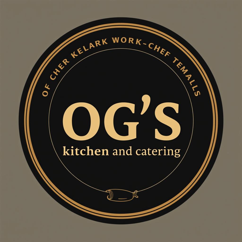  design a logo, i need a logo for me and my bro kitchen and catering business the name is og’s kitchen and catering, with the text 'chef kitchen '.