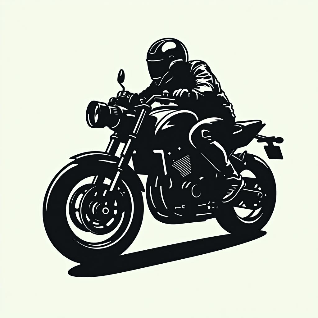  design a logo, quiero un logotipo para un fotógrafo que contenga una cámara de fotos y la rueda de una moto, en color negro y turquesa