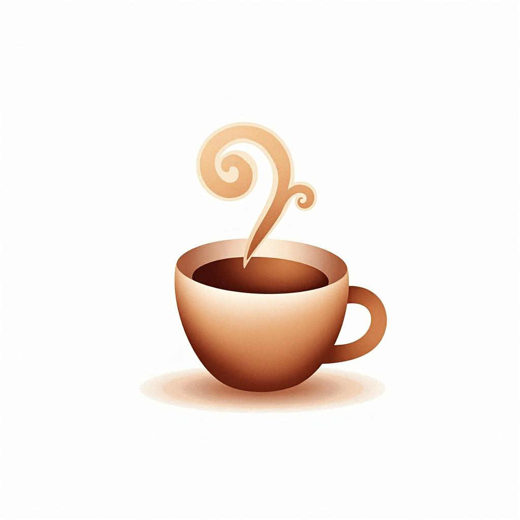  design a logo, watercolor style, logo of a coffee cup, brown gradient colors, white background