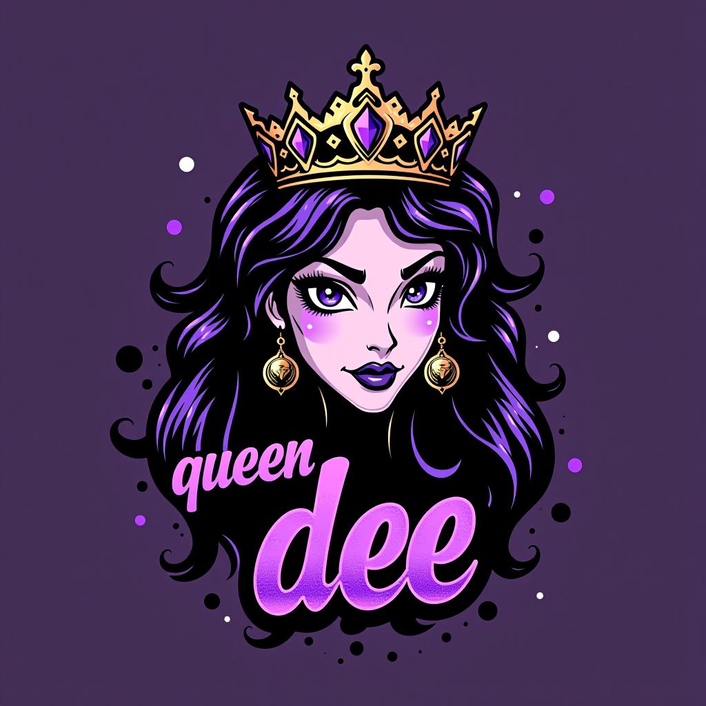  design a logo, princess black and purple graffiti , with the text 'queen dee'.